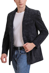 BGSD Men Grant Two-Button Suede Leather Blazer