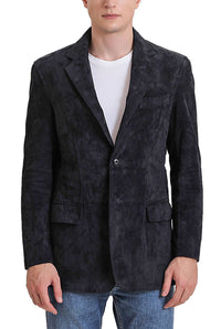 BGSD Men Grant Two-Button Suede Leather Blazer