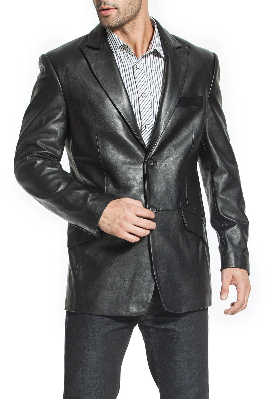 BGSD Men Ben Two-Button Lambskin Leather Blazer