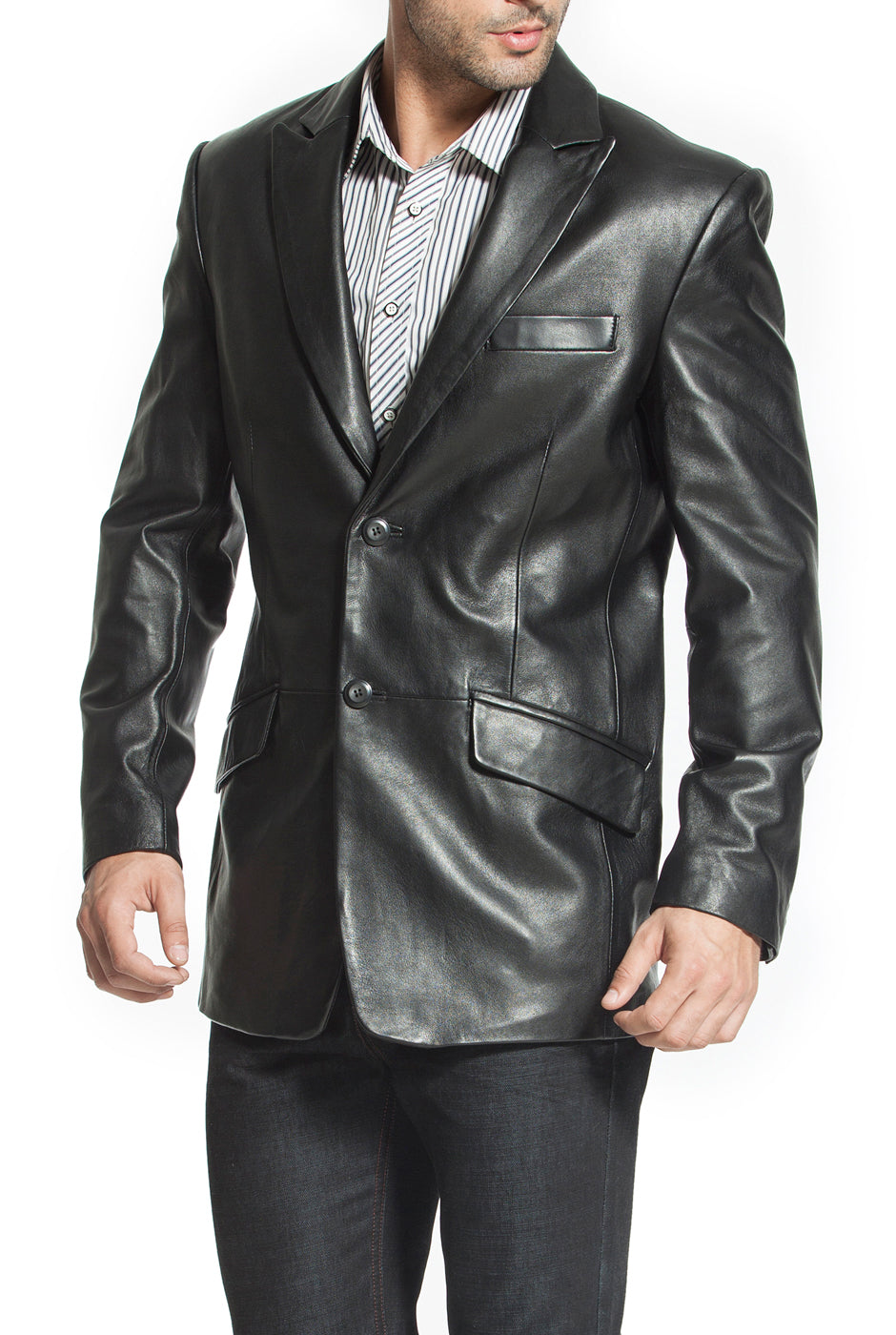 BGSD Men Ben Two-Button Lambskin Leather Blazer