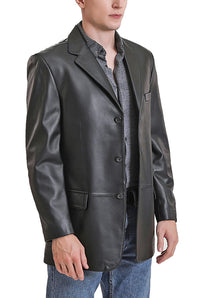 BGSD Men Liam Three-Button Leather Blazer