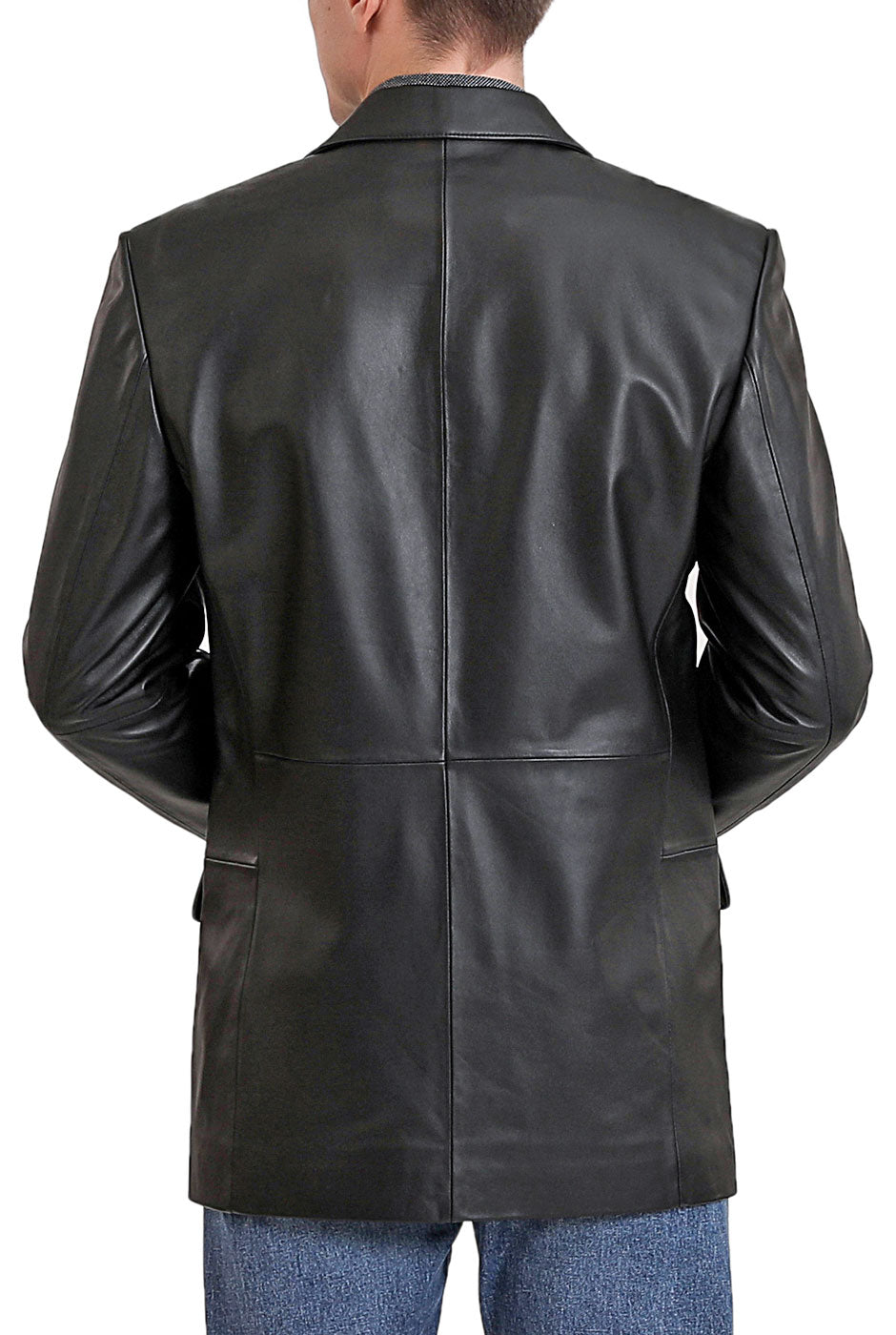 BGSD Men Liam Three-Button Leather Blazer