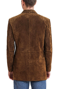 BGSD Men Robert Three-Button Suede Leather Blazer