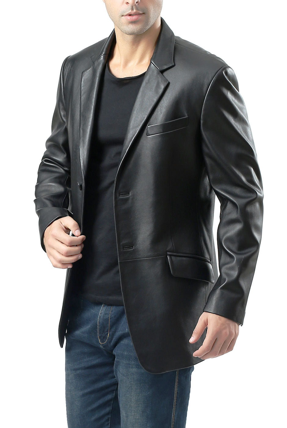 BGSD Men Benji Two-Button Lambskin Leather Blazer – Luxury Lane