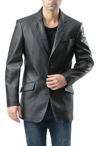 BGSD Men Benji Two-Button Lambskin Leather Blazer