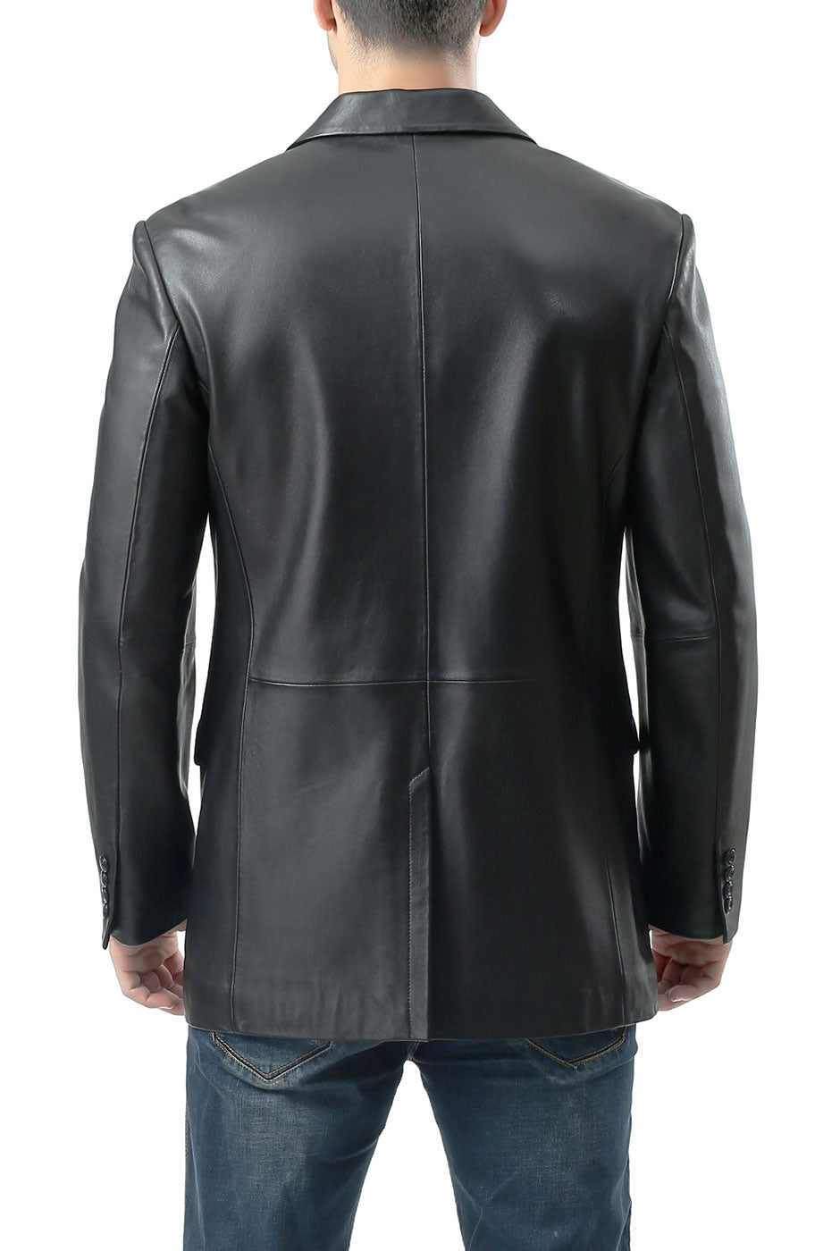 BGSD Men Nicholas One-Button Lambskin Leather Blazer