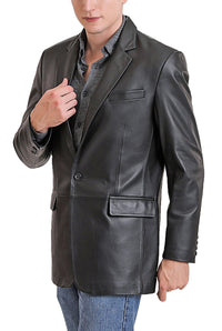 BGSD Men Nicholas One-Button Lambskin Leather Blazer