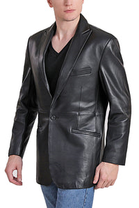 BGSD Men Judd One-Button Lambskin Leather Blazer