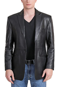 BGSD Men Judd One-Button Lambskin Leather Blazer