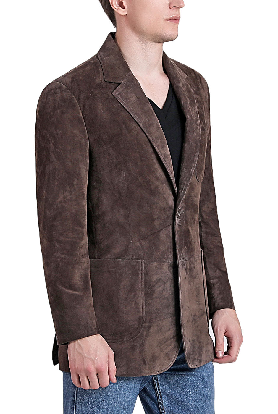 BGSD Men Steve Classic Two-Button Suede Leather Blazer