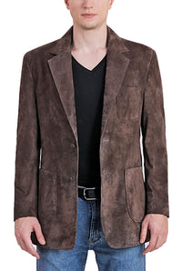 BGSD Men Steve Classic Two-Button Suede Leather Blazer