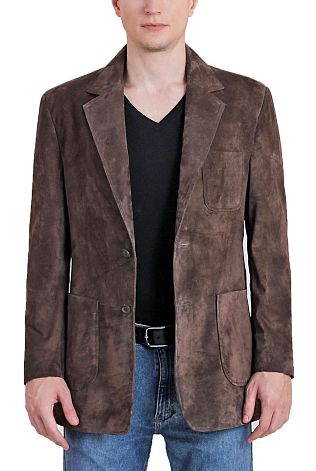 BGSD Men Steve Classic Two-Button Suede Leather Blazer