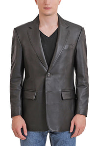 BGSD Men Richard Classic Two-Button Lambskin Leather Blazer