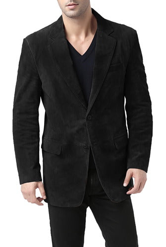 BGSD Men Cliff Classic Two-Button Suede Leather Blazer