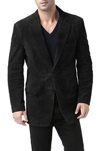 BGSD Men Cliff Classic Two-Button Suede Leather Blazer