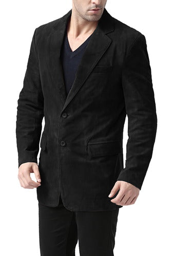 BGSD Men Cliff Classic Two-Button Suede Leather Blazer