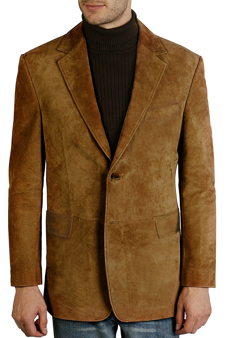 BGSD Men Cliff Classic Two-Button Suede Leather Blazer