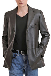 BGSD Men Leroy Three Button Lambskin Leather Blazer