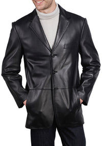 BGSD Men Leroy Three Button Lambskin Leather Blazer