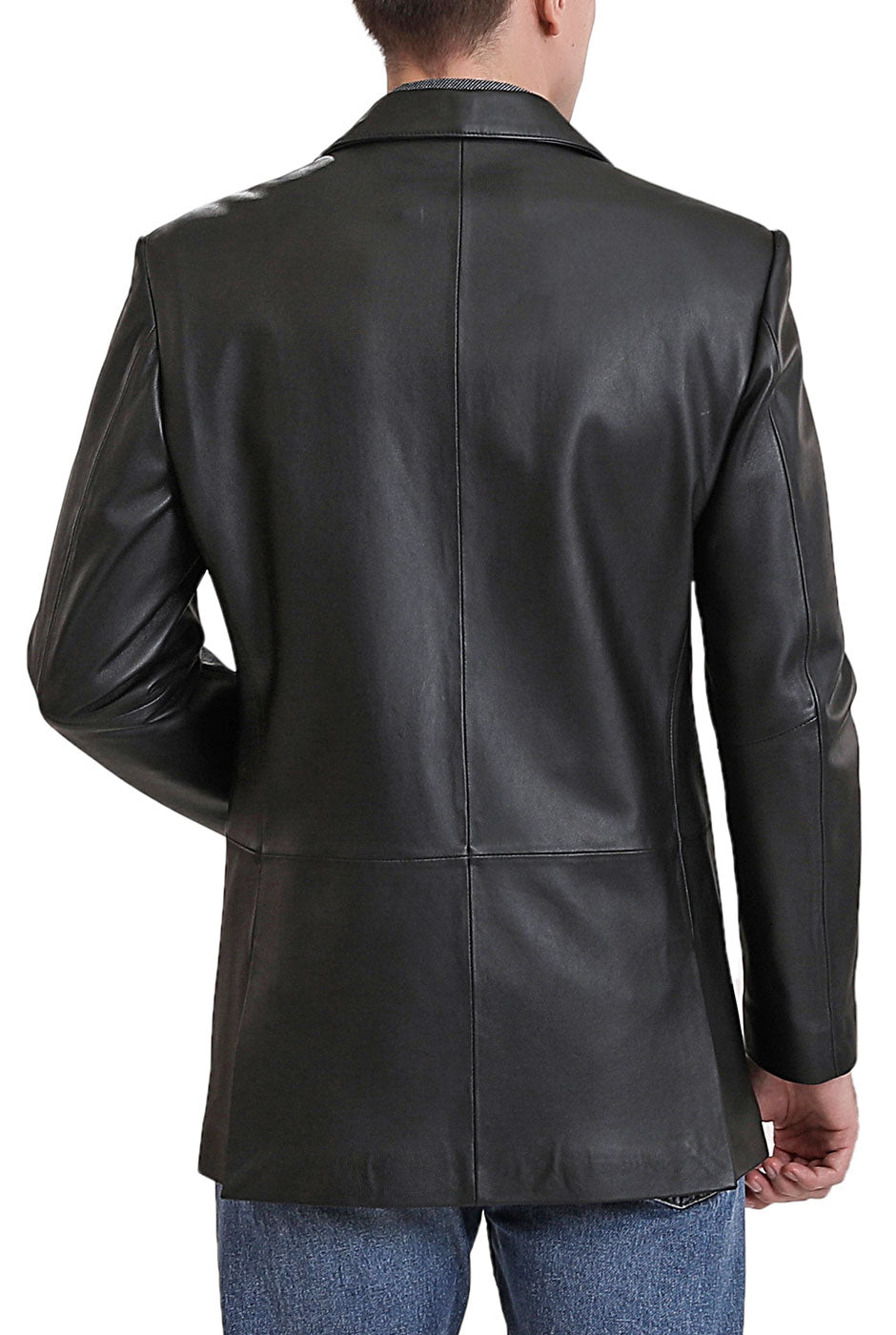 BGSD Men Leroy Three Button Lambskin Leather Blazer