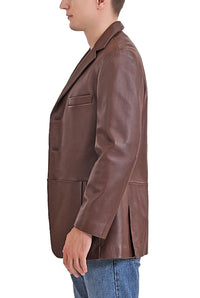 BGSD Men Leroy Three Button Lambskin Leather Blazer