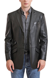 BGSD Men Noah Two-Button Lambskin Leather Blazer