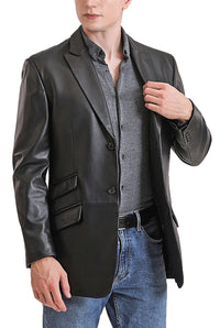 BGSD Men Noah Two-Button Lambskin Leather Blazer