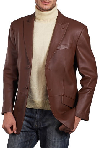 BGSD Men Noah Two-Button Lambskin Leather Blazer