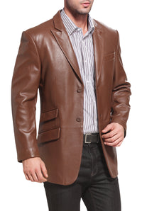 BGSD Men Noah Two-Button Lambskin Leather Blazer