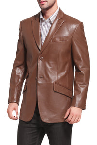 BGSD Men Noah Two-Button Lambskin Leather Blazer