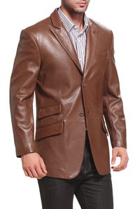 BGSD Men Noah Two-Button Lambskin Leather Blazer