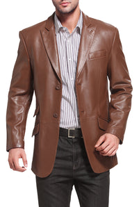 BGSD Men Noah Two-Button Lambskin Leather Blazer