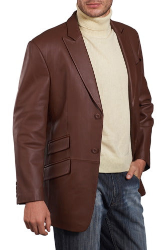 BGSD Men Noah Two-Button Lambskin Leather Blazer