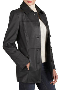 BGSD Women Megan Lambskin Leather Car Coat