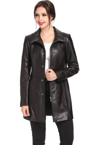 BGSD Women Jocelyn Lambskin Leather Car Coat