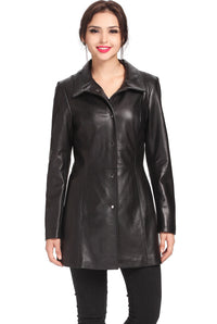 BGSD Women Jocelyn Lambskin Leather Car Coat