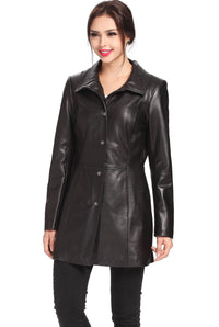 BGSD Women Jocelyn Lambskin Leather Car Coat