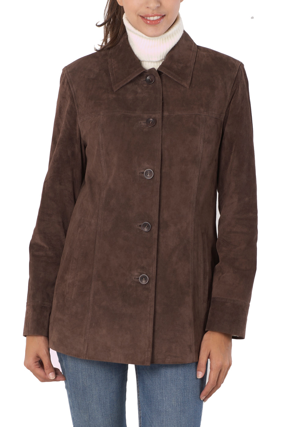 BGSD Women Anna Suede Leather Car Coat