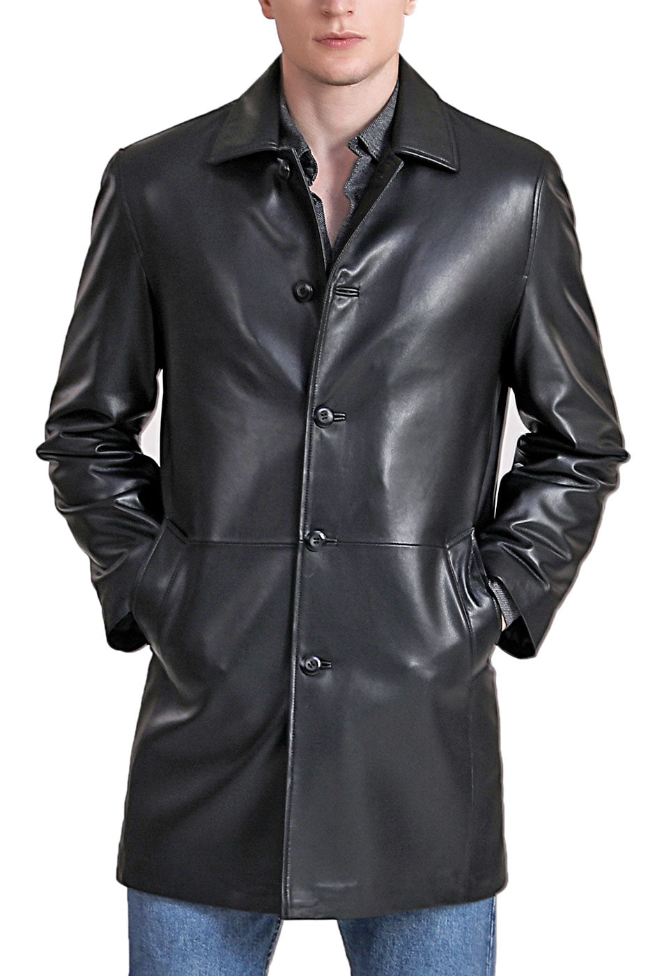 3 quarter hotsell trench coat mens