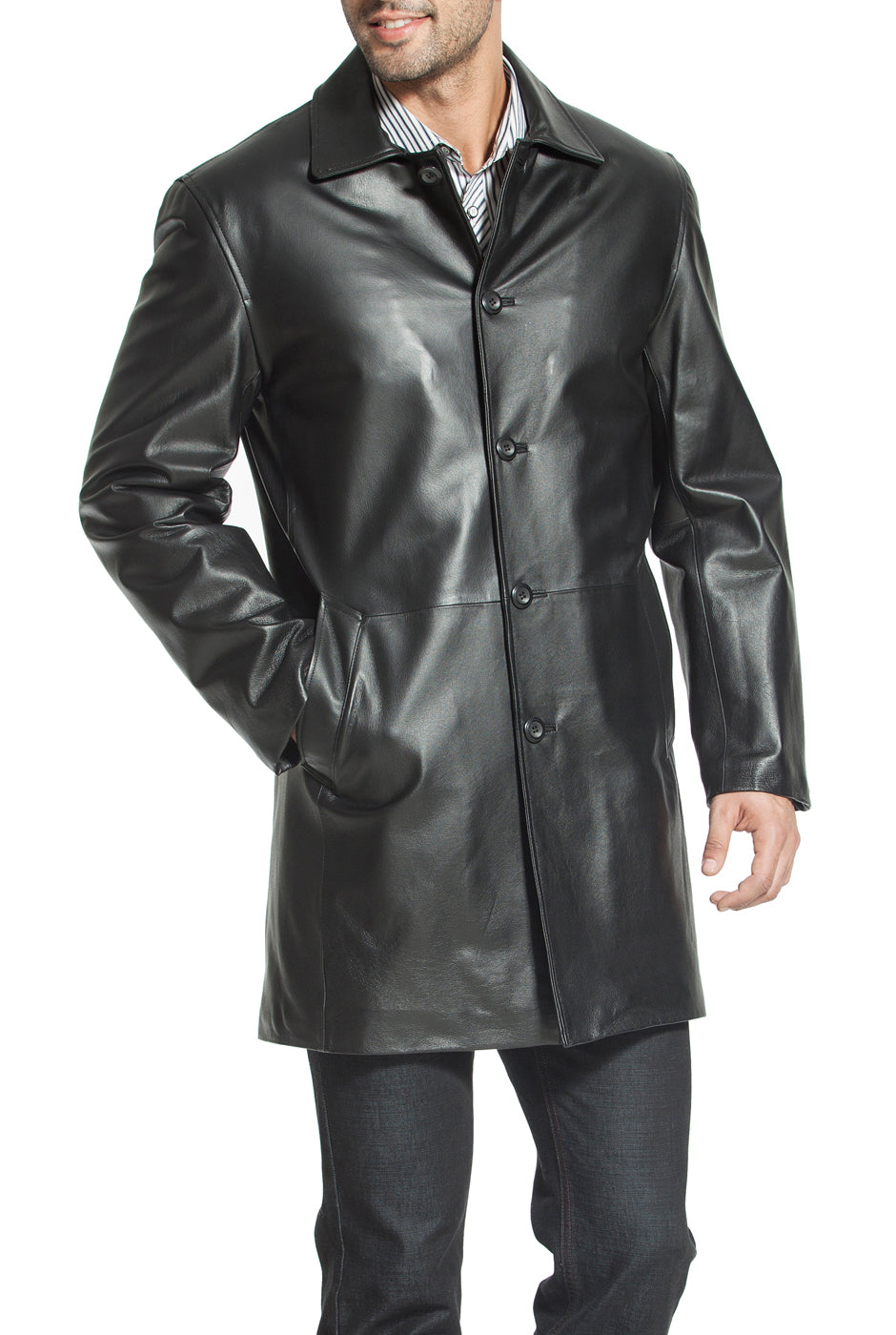 BGSD Men Peter Three-Quarter Lambskin Leather Car Coat – Luxury Lane