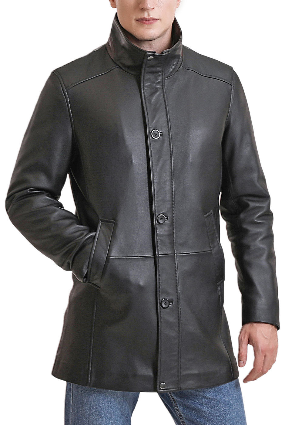 BGSD Men Byron New Zealand Lambskin Leather Car Coat