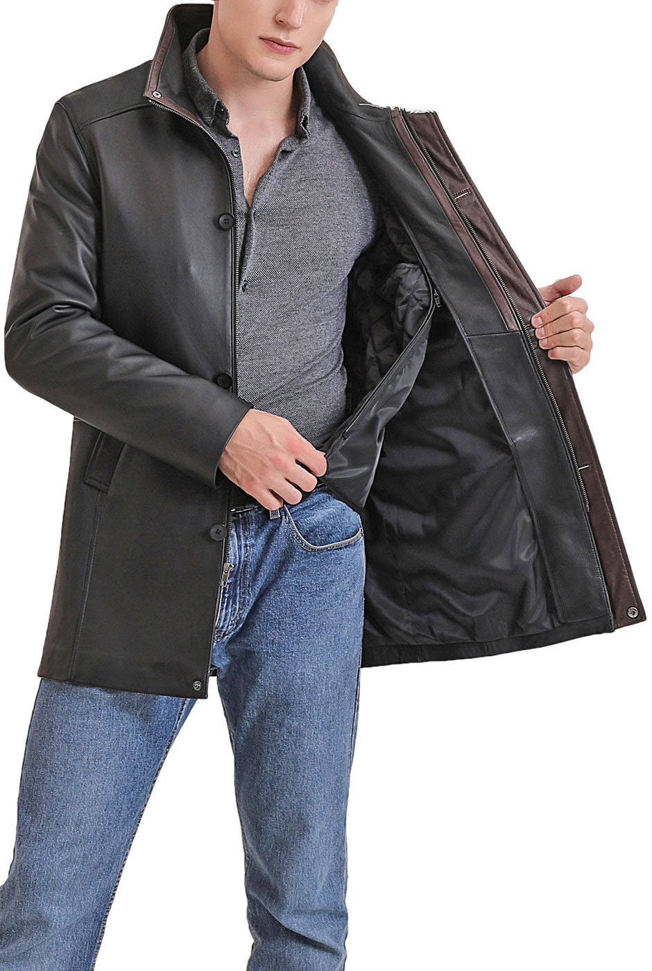 Men's lambskin clearance leather car coat