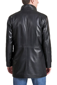 BGSD Men Kyle New Zealand Lambskin Leather Car Coat