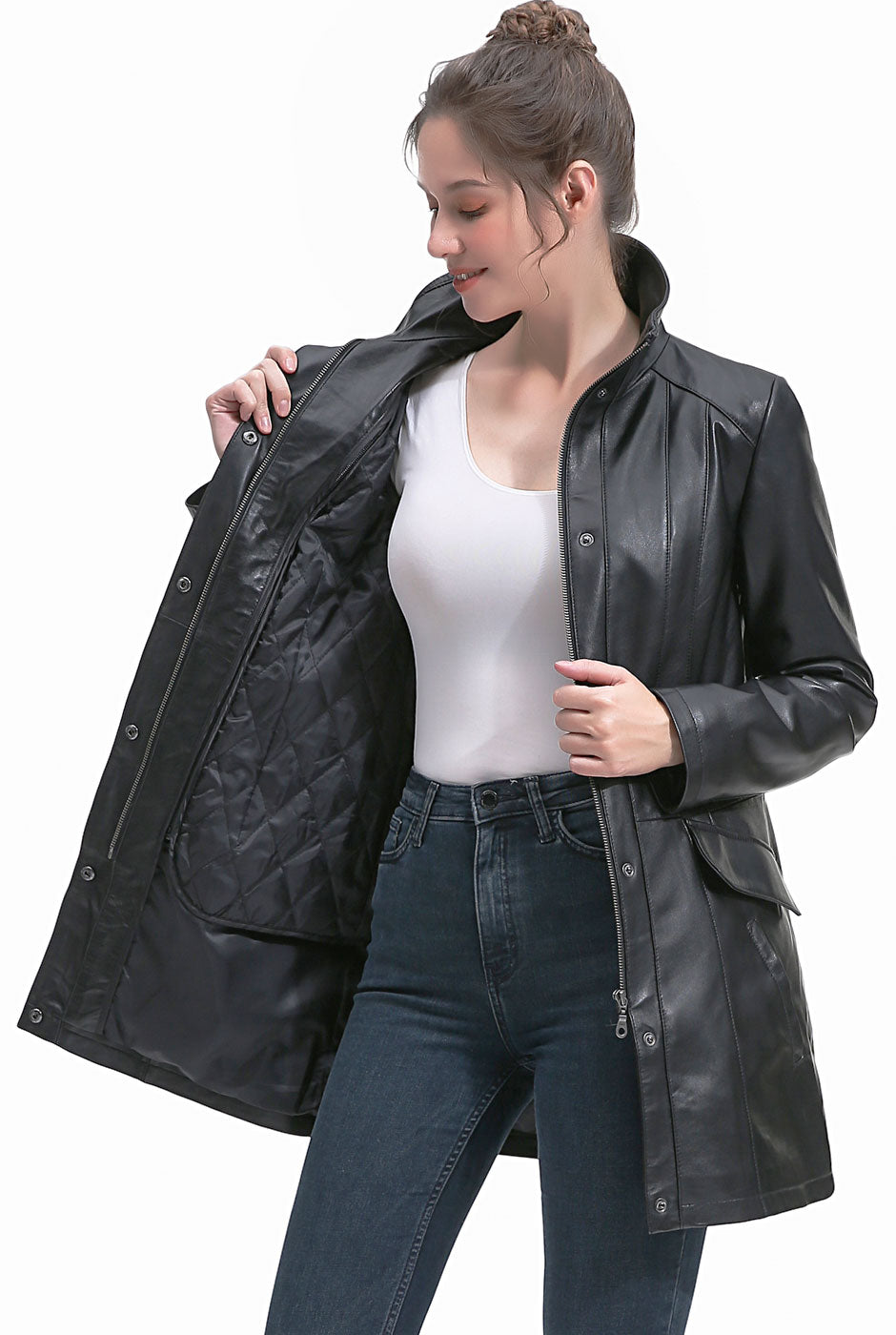 BGSD Women Imani Lambskin Leather Coat