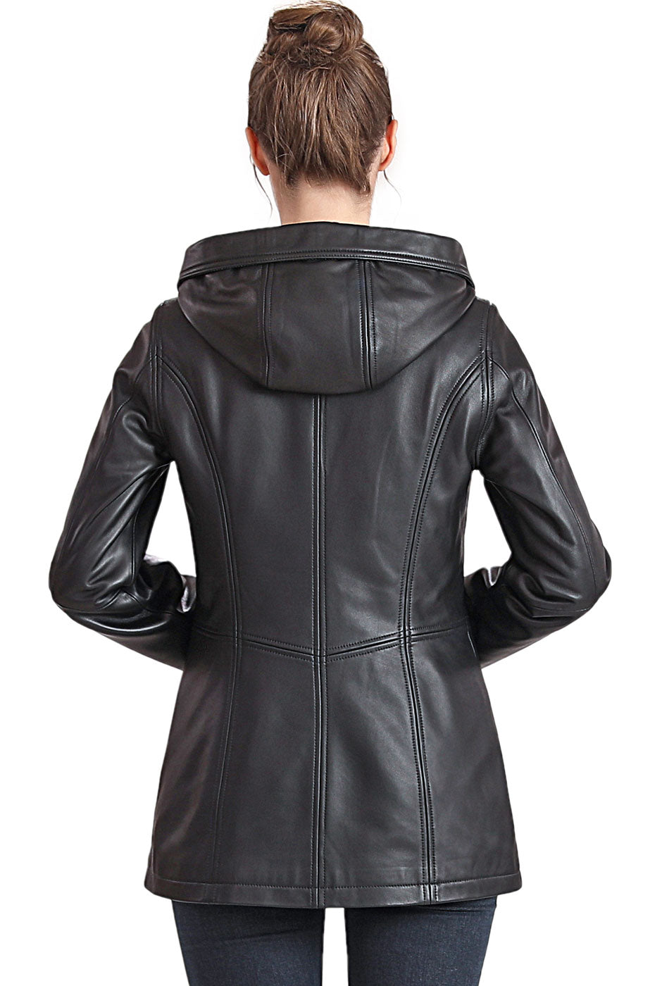 BGSD Women Cara Hooded Lambskin Leather Coat