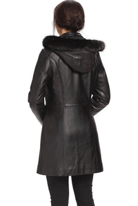 BGSD Women Irene Hooded Lambskin Leather Coat