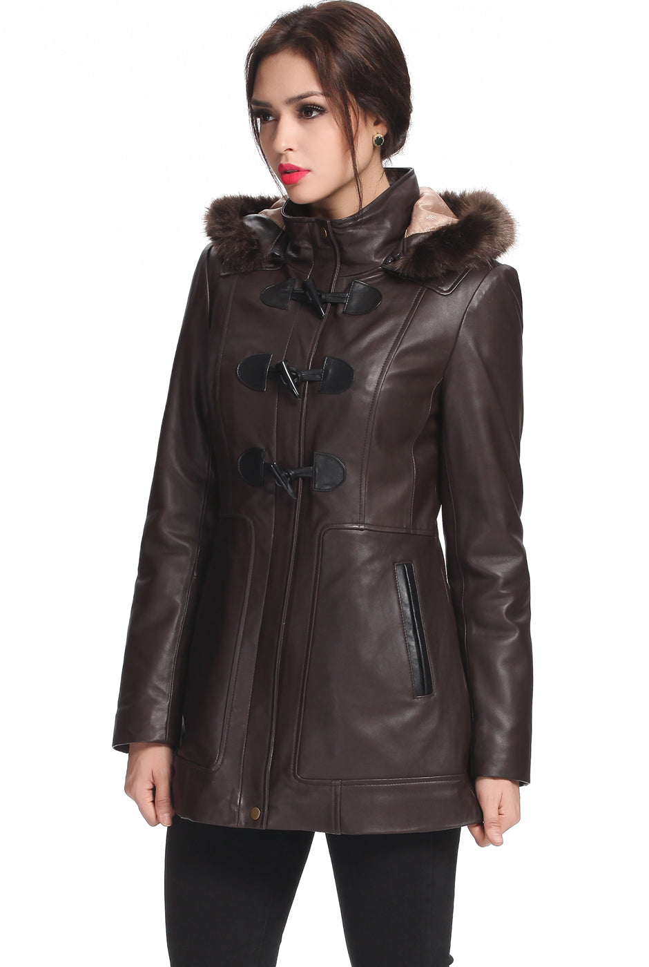 Plus size lambskin leather sales coats