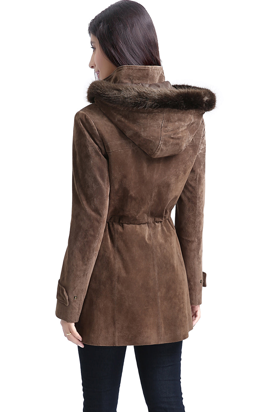 Hooded Suede Leather Trench Coat Small / on sale Medium