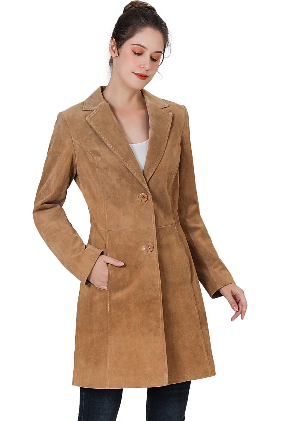 BGSD Women Mary Suede Leather Walker Coat