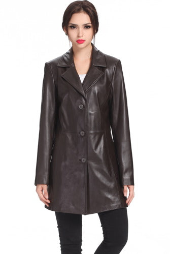 Womens leather hot sale walking coat